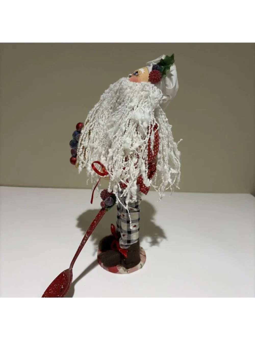 Vintage Baker Chef Kitchen Santa Claus Figurine Frosted Fruit Spoon 12